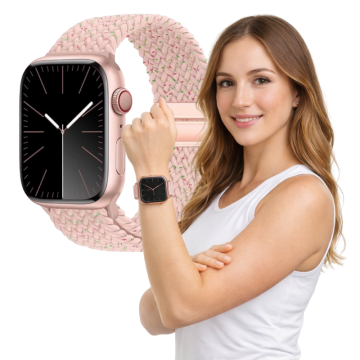 Pleten pašček za Apple Watch 38 mm 40 mm 41 mm roza L zapestnica