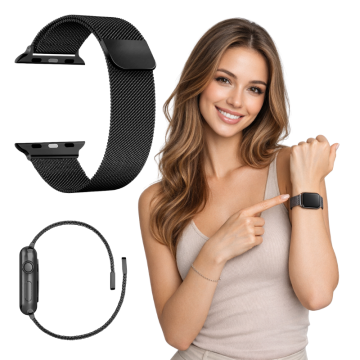 Pašček za Apple Watch 42/44/45/46/49 mm kovinski pašček črne barve