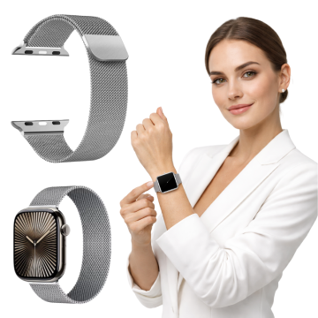 Pašček za Apple Watch 42/44/45/46/49 mm kovinski pašček srebrne barve