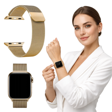 Pašček za Apple Watch 42/44/45/46/49 mm kovinski pašček zlate barve