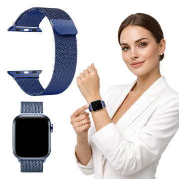 Pašček za Apple Watch 42 44 45 46 49 mm kovinski pašček modre barve