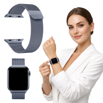 Pašček za Apple Watch 42/44/45/46/49 mm kovinski pašček sive barve