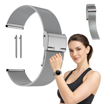 Pašček za Samsung Galaxy Watch 3 4 5 Active kovinska zapestnica srebrna 20 mm