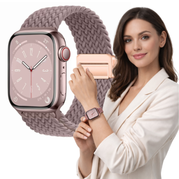 Pašček za Apple Watch 42 mm 44 mm 45 mm 49 mm Pleten roza zapestnica