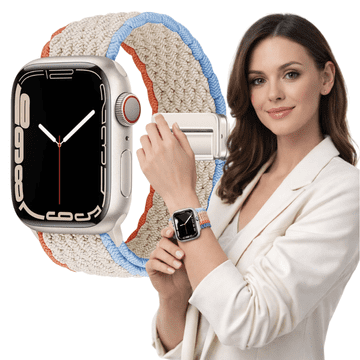 Pašček za Apple Watch 42 mm 44 mm 45 mm 49 mm pletena zapestnica bež barve