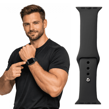 Silikonski pašček za Apple Watch 38 40 41 42 (s10) črne barve