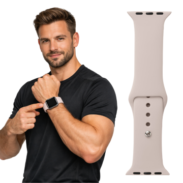 Silikonski pašček za Apple Watch 38 40 41 42 (s10) kremne barve
