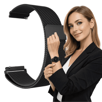 Pašček za Motorola Moto Watch 100, magnetni pašček, črne barve, 20 mm