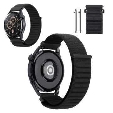 Pašček za Huawei Watch GT2 GT3 GT 2 3 42mm 43mm Eleganten najlon, močan, črne barve