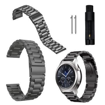 Pašček za Samsung Galaxy Watch 3 4 5 Active kovinski pašček 20 mm črne barve