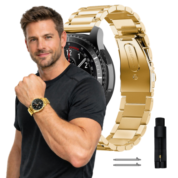 Pašček za Huawei Watch GT3 GT4 GT5 GT6 Pro 46 mm kovinski, močan zlat 22 mm