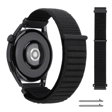 Pašček za Amazfit BIP 5, najlonski, močan, vzdržljiv, 22 mm, črne barve