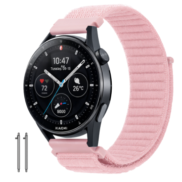 Pašček za Xiaomi Mi Watch S1 S2 S3 S4 Amazfit GTR 47mm najlon roza 22mm
