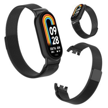 Pašček za Xiaomi Mi Band 8 9 10 kovinska zapestnica za uro črne barve