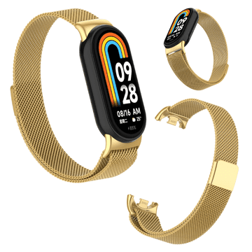 Pašček za Xiaomi Mi Band 8 9 10 kovinska zapestnica za uro močan zlat