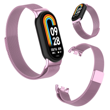 Kovinski pašček za Xiaomi Mi Band 8 9 10 zapestnico in uro, roza