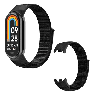 Pašček za Xiaomi Mi Band 8 9 10, močan najlonski pašček, črne barve, vzdržljiv