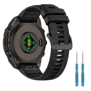 Pašček za Garmin Fenix 5 6 7 8 47mm Pro dvobarvni črni silikonski Quickfit