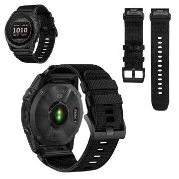 Pašček za Garmin Fenix 5X 6X 7X, najlonski, črne barve, QuickFit 26 mm