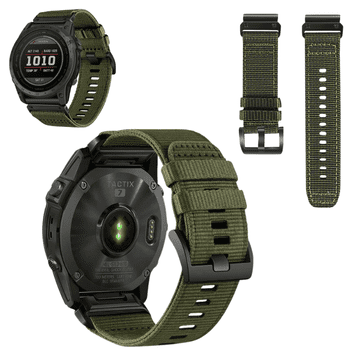 Pašček za Garmin Fenix 5X 6X 7X / Pro zapestnico iz najlona, zelene barve, QuickFit 26 mm