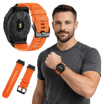 Pašček za Garmin Fenix 5 6 7 8 47 mm Pro band najlon oranžen