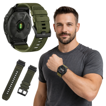 Pašček za Garmin Fenix 5 6 7 8 47mm Pro iz najlona, zelene barve