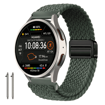 Pleteni pašček za HUAWEI Watch GT Runner 2, zelen, 20 mm