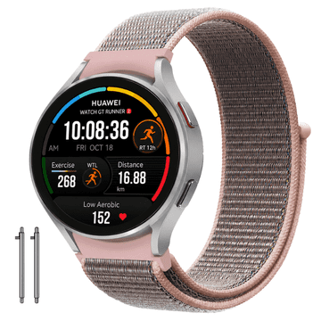 Pašček za HUAWEI Watch GT Runner 2, 20 mm, najlonski pašček, roza, močan