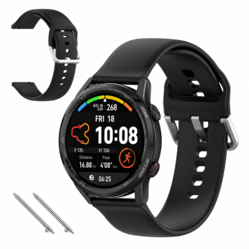 Silikonski pašček za Huawei Watch GT Runner 2, črne barve, 20 mm