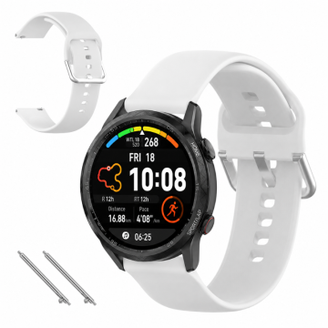 Silikonski pašček za Huawei Watch GT Runner 2, močan in vzdržljiv, bel, 20 mm