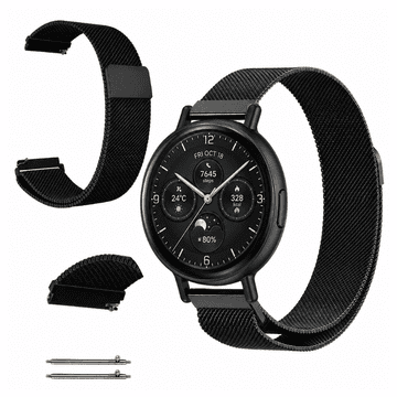 Pašček za Honor Watch 5 Pro, kovinski pašček, pašček za uro 22 mm, črne barve