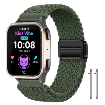 Pleteni pašček za pametno uro Garett Kids Vibe AI 4G 20 mm, zelen