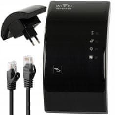 Dexxer Brezžični 2,4 GHz WIFI repeater router ojačevalnik signala 300Mb/s WPS 100m črn