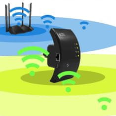 Dexxer Brezžični 2,4 GHz WIFI repeater router ojačevalnik signala 300Mb/s WPS 100m črn