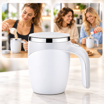 Netscroll Samomešalna termo skodelica, 400 ml, termo lonček za kavo ali kakav, idealno za kavo v prahu, MixMug