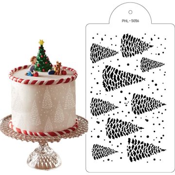Šablona šablona zasnežena drevesa 40x21cm - Cakesicq