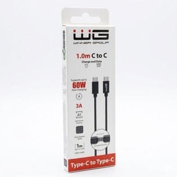 WG podatkovni kabel tipa C_Type-C, 3 A, črn, 100 cm