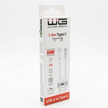 WG Podatkovni kabel USB-A_Type-C, 3 A, bel, 100 cm