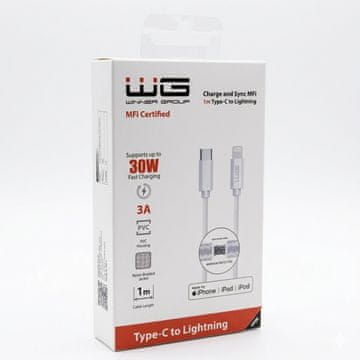 WG Podatkovni kabel tipa C_mrk MFI, 3 A, bel, 100 cm