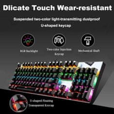 LifeSmart US QWERTY Mehanska igralna tipkovnica in miška, rdeča stikala, 104 tipke, RGB LED