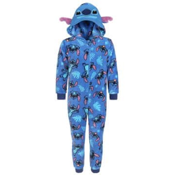 sarcia.eu Stitch Disney Modra, enodelna otroška pižama s kapuco, otroški bodi s kapuco, OEKO-TEX