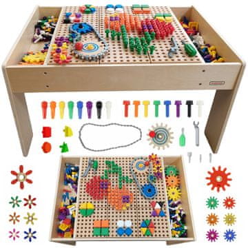 Masterkidz Drewniany Stół Edukacyjny + AKCESORIA STEM WALL