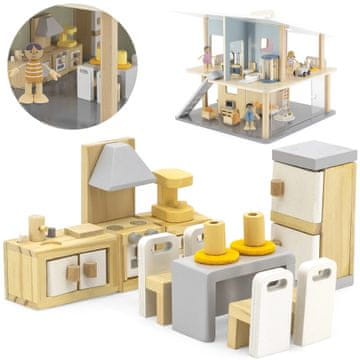 Viga Toys VIGA PolarB Zestaw Mebelków do Domku dla Lalek Kuchnia Jadalnia