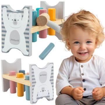 Viga Toys VIGA PolarB Drewniana Ławeczka Przebijanka Wbijanka z Młotkiem - Montessori