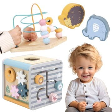 Viga Toys VIGA PolarB Activity Box Drewniane Edukacyjne Centrum Gier 5w1 kostka