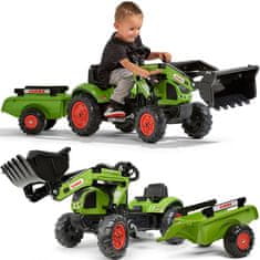 Falk Traktor Claas Zielony z Przyczepą i Łyżką na Pedały od 2-5 lat