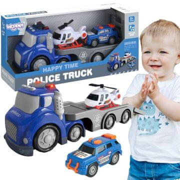 WOOPIE Niebieska Laweta Policyjna City Truck Efekty Dźwiękowe i Świetlne