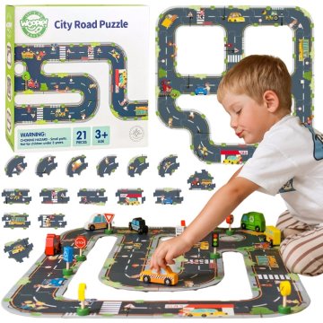 EE WOOPIE GREEN Droga Puzzle dla Dzieci Autostrada Makieta 21 el. Certyfikat FSC