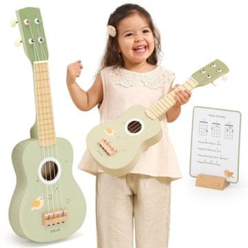 Viga Toys Viga Drewniane Ukulele Gitara Dla Dzieci Zielone Z Nutami