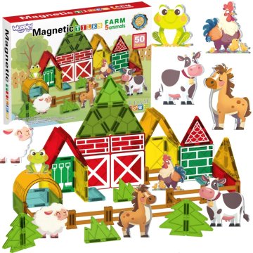 WOOPIE Magnetyczne Klocki Konstrukcyjne 7,5 cm Farma 30 el.